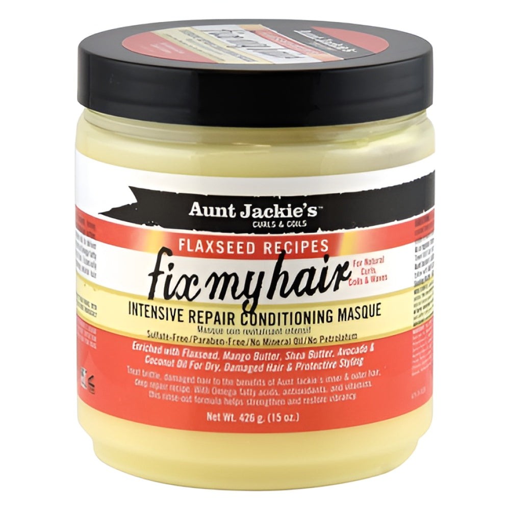 Aunt Jackie's Flaxseed Recipes Fix My Hair Intensive Repair Conditioning Masque 15 Ounce Jar Leave-in Pflege Haarpflege