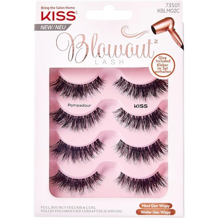 KISS Blowout Lash Collection 4 Pairs False Eyelashes Pompadour Reusable Includes Eyelash Glue Make-up
