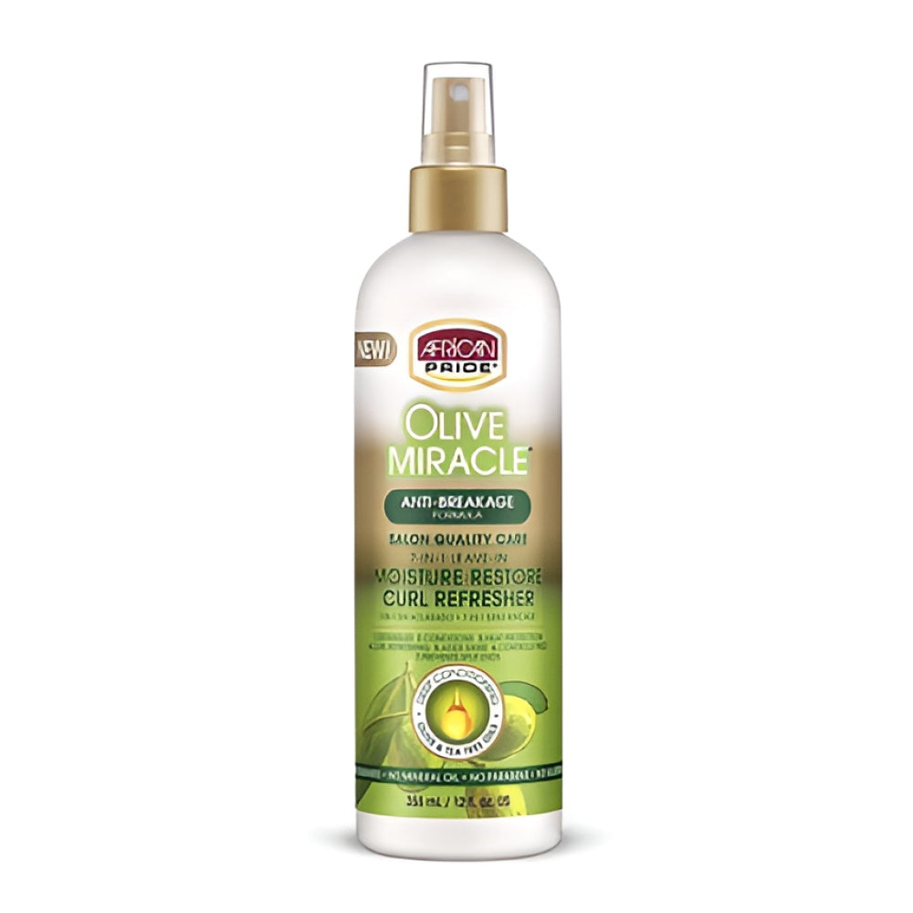 African Pride Olive Miracle 7-IN-1 Leave-In Moisture Restore Hair Curl Refresher mit Olive and Tea Tree Öl 12oz Leave-in Pflege Haarpflege