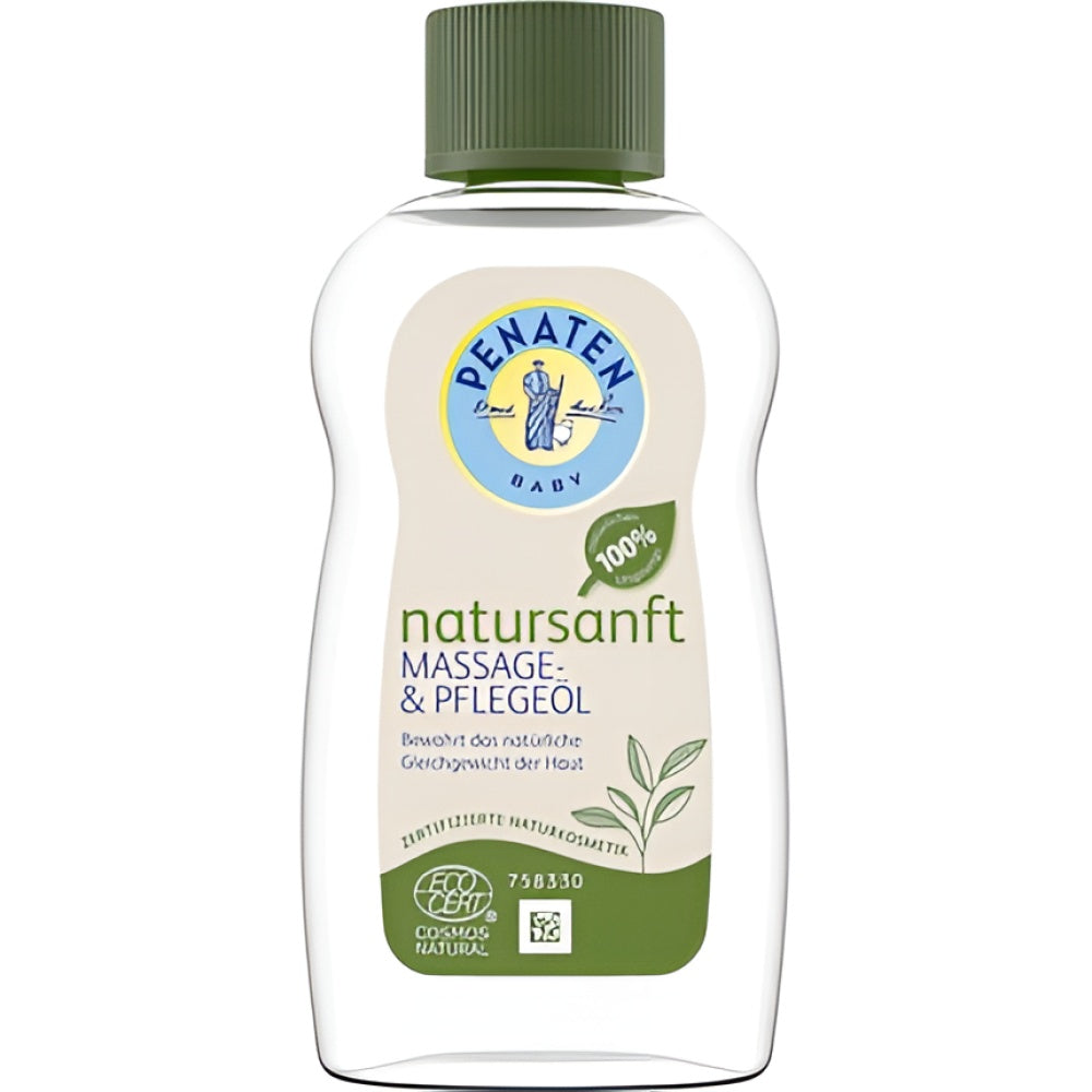Penaten Natursanft Massage and Care Öl 200 ml Parfum-Free Baby Öl and Baby Care Massage Öl mit Rapeseed Öl Babycreme Babyöl