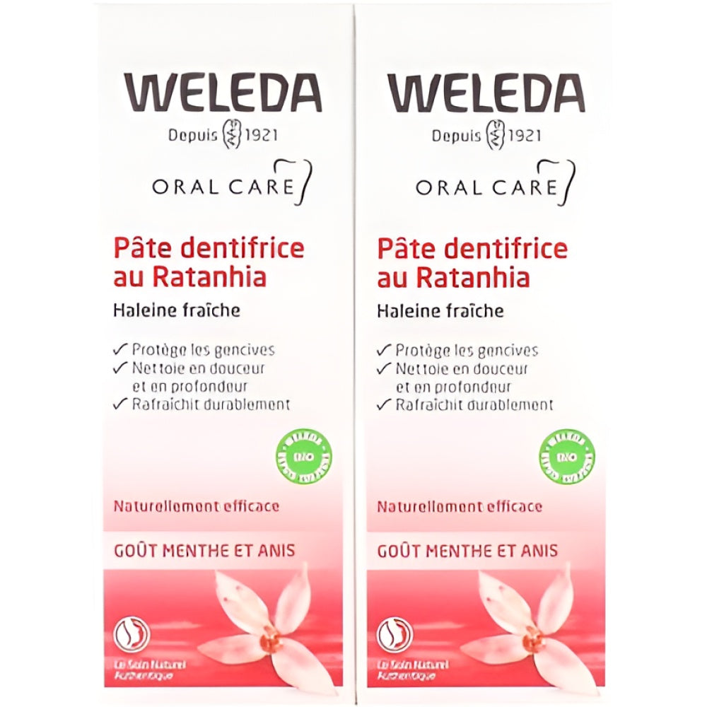 Weleda Zahnpasta mit Ratanhia 75 ml - Pack of 2 Zahnpflege