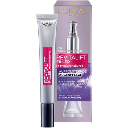 L'Oréal Paris Revitalift Filler Hyaluronic Augencreme Anti-Ageing Augenpflege mit Hyaluronic Acid 15 ml Gesichtspflege