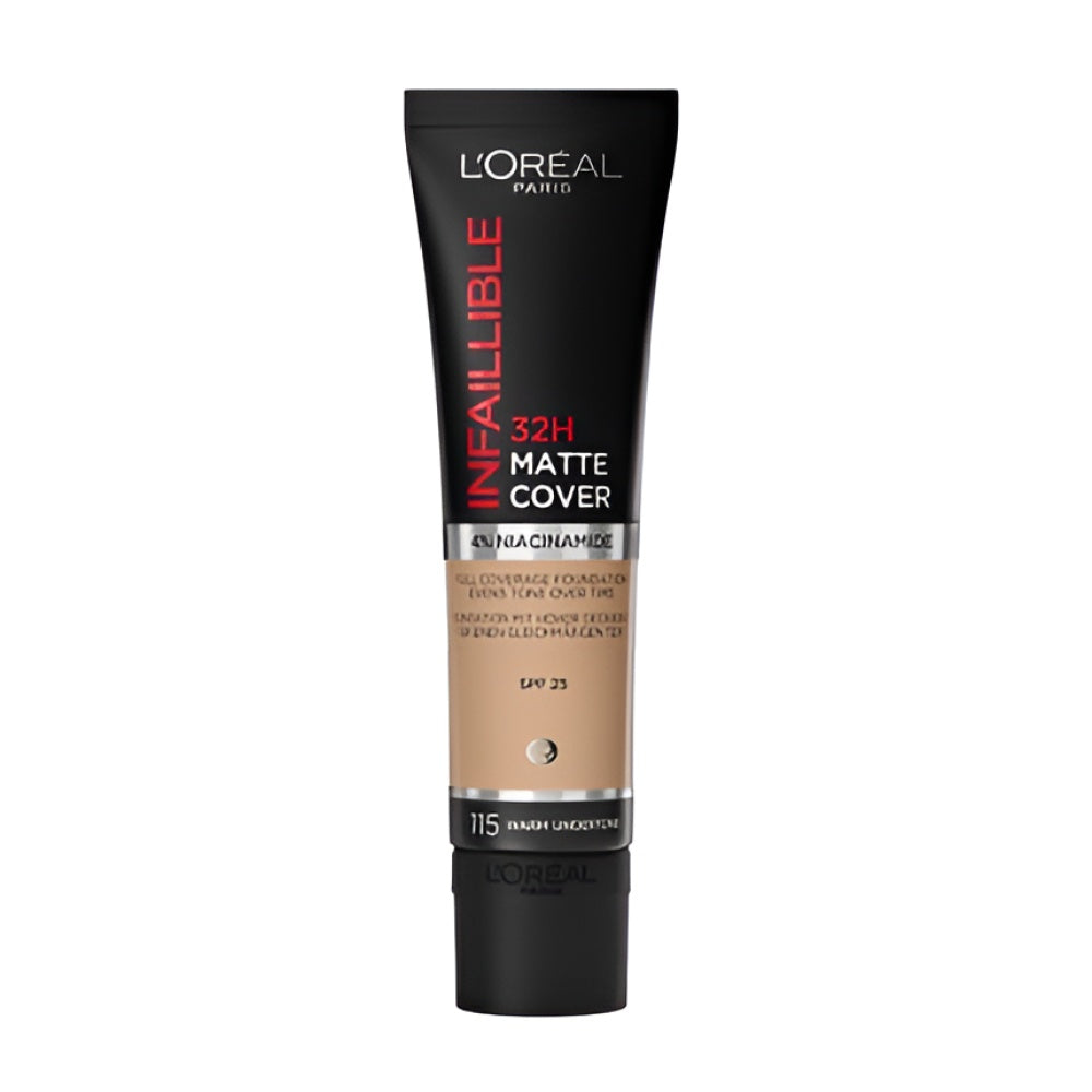 L'Oreal Paris Infallible 32h Matte Cover Foundation langanhaltend Mattifying Foundation 115 Warm Undertone/Golden Beige 30 ml Make-up