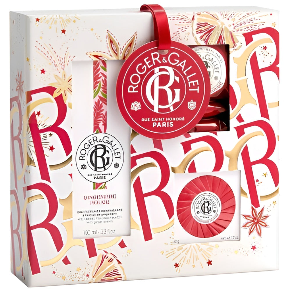 Roger & Gallet Red Ginger Gift Set 3.3 Fl Oz Spray 1.7 Oz Soap Bath Tabletten Duftset Parfum