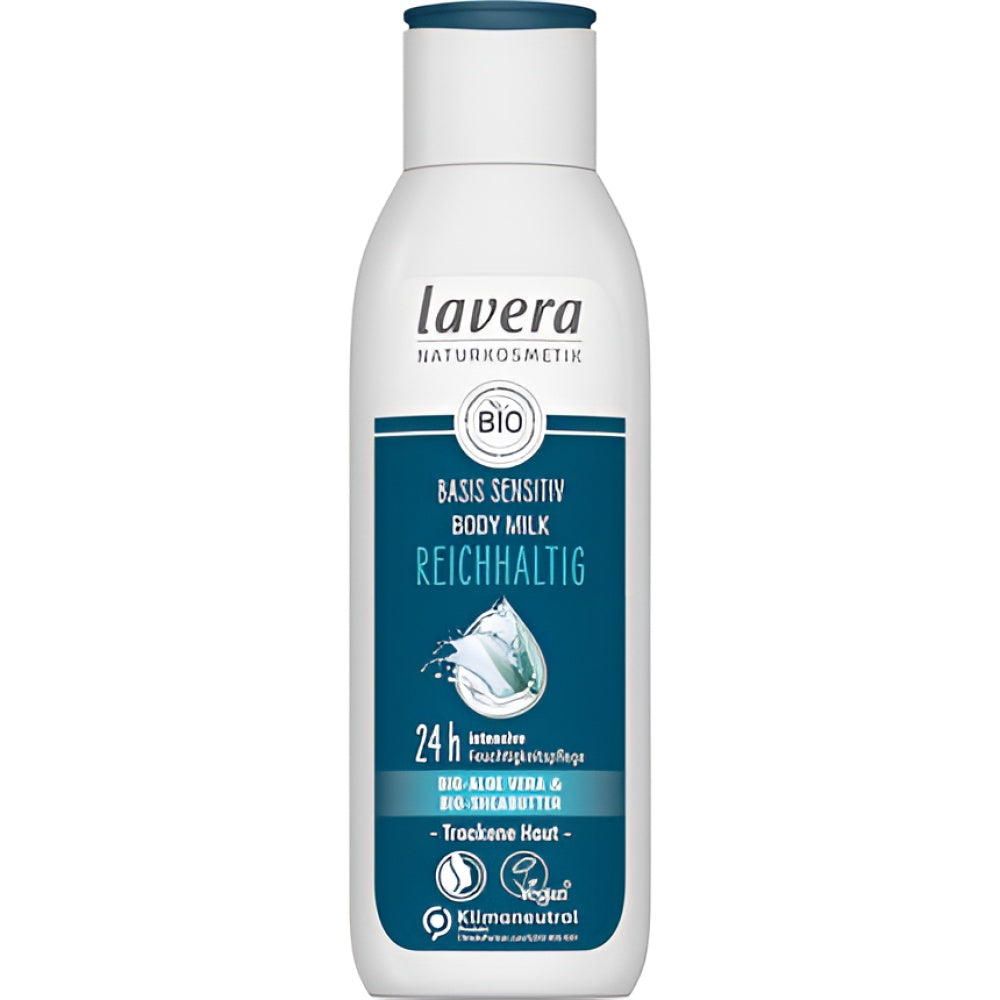 Lavera Basic Sensitive Body Milk Rich 24 Hour Intensive Moisturizer 250 ml Körperlotion Körperpflege