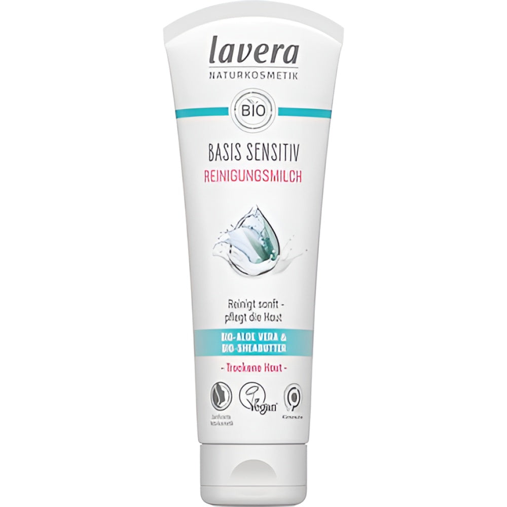 lavera basis sensitiv reinigend Milk mit Organic Aloe Vera and Shea Butter for Dry and empfindliche Haut 2x125ml Reinigungsmilch Gesichtspflege