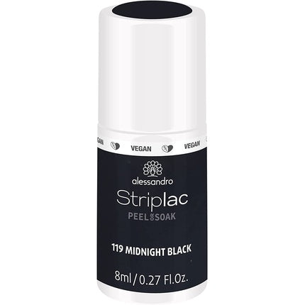 Alessandro Striplac Peel or Soak Vegan Midnight Black LED Nagellack 8 ml Gel-Nagellack Make-up