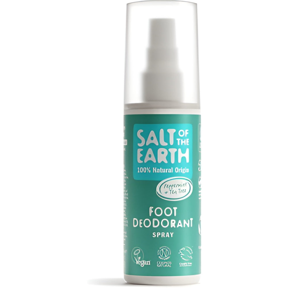 Salt Of the Earth Natural Foot Deodorant Spray Cooling Menthol Vegan langanhaltend Protection Paraben Free Made in the UK Peppermint & Tea Tree 100 ml Foot Spray Körperpflege