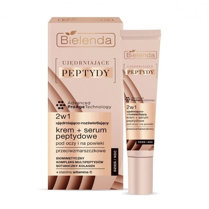 Bielenda Firming Peptides Firming And aufhellend Creme + Peptide Serum 2 In 1 For Eyes And Eyelids 15 ml Augencreme Gesichtspflege