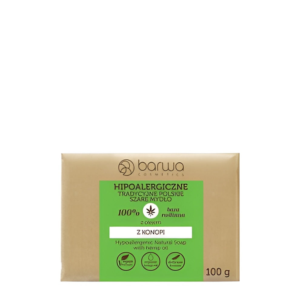Barwa Hypoallergenic Traditional Polish Gray Soap Bar mit Hemp Öl 100 g Seife Körperpflege