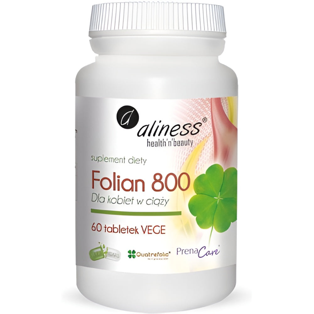 Aliness Folate for Pregnant Women 800mcg Folic Acid Supplement Vegan Vegetarian 60 Tabletten Pregnancy Gesundheit