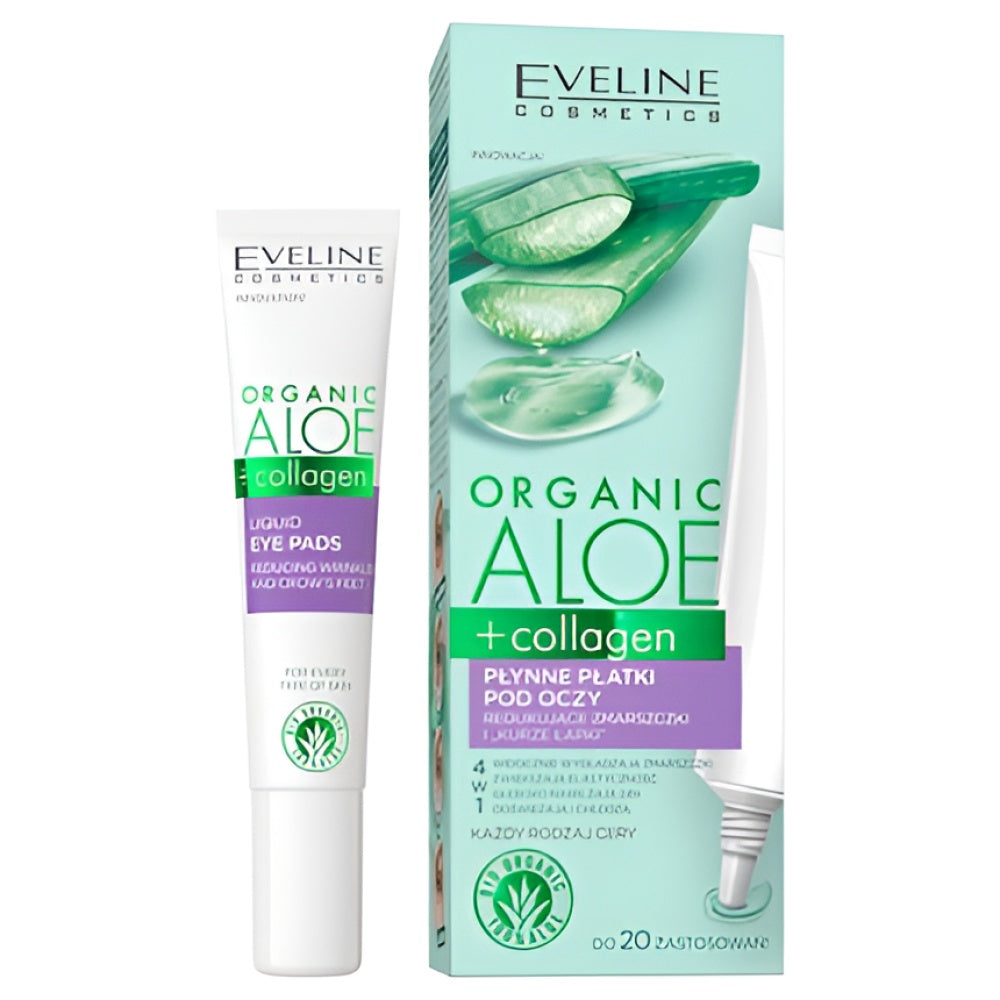 Eveline Organic Aloe + Collagen Liquid Eye Patches Reducing Wrinkles And Crow's Feet 20 ml Eye Masks Eye Pads