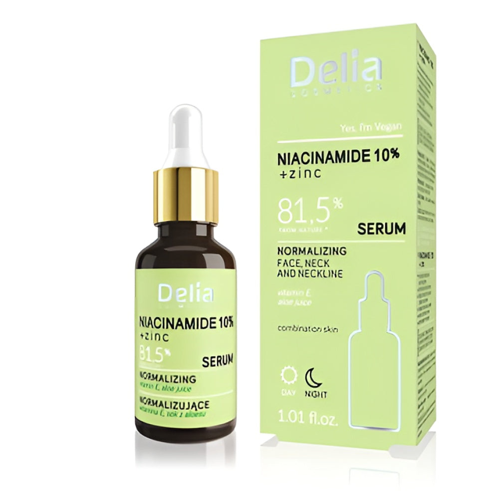 Delia Cosmetics Niacinamide 10% + Zinc Normalizing Serum for Combination Skin mit Blemishes 30 ml Gesichtsserum Gesichtspflege