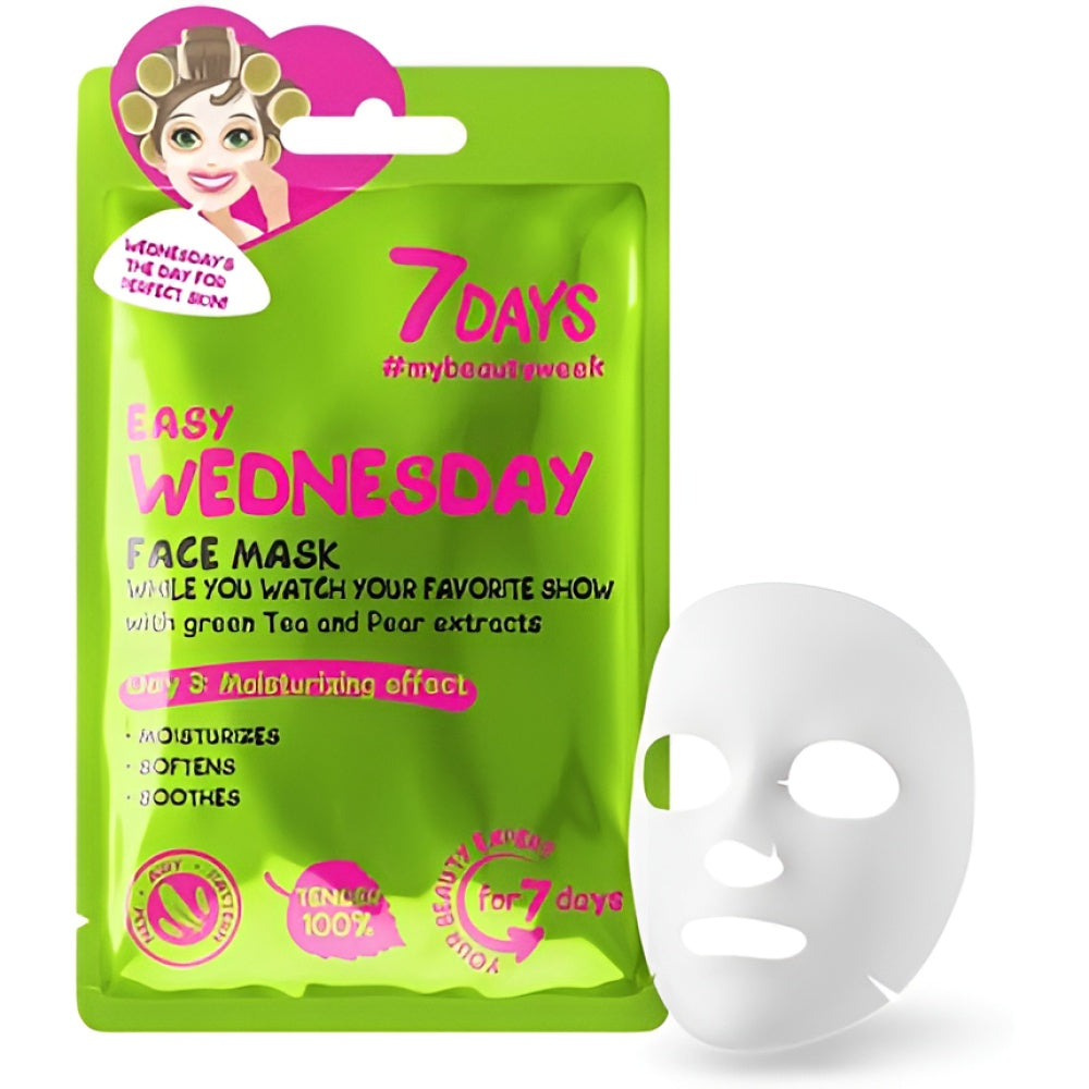 7DAYS Gesichtsmaske Beauty Firming and feuchtigkeitsspendend Sheet Maske mit Collagen Shea Butter Hyaluronic Acid and Pear Acne Treatment aufhellend Anti Aging Anti Fatigue 33 g - Wednesday Feuchtigkeitsmaske Gesichtspflege