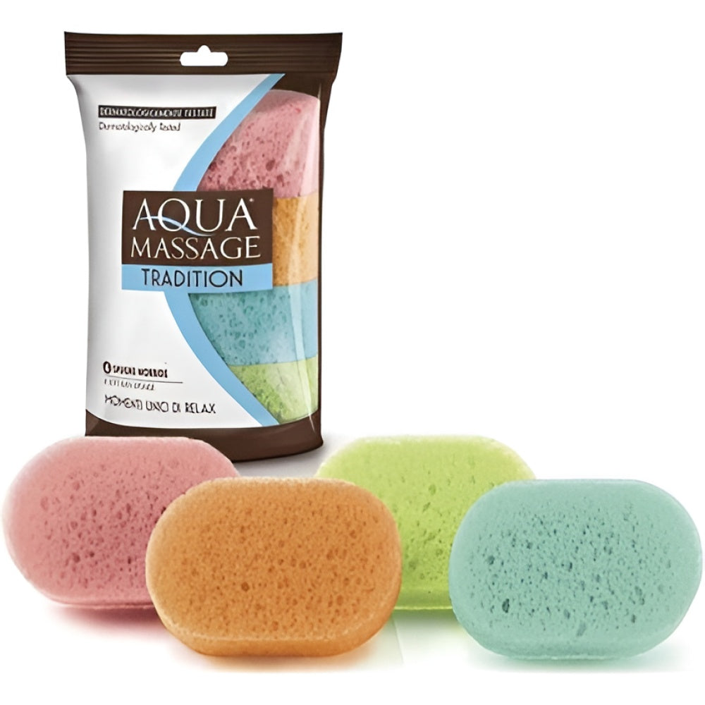 Aqua Massage Tradition Soft Bath Sponges Dermatologically Tested - Pack of 4 Brushes