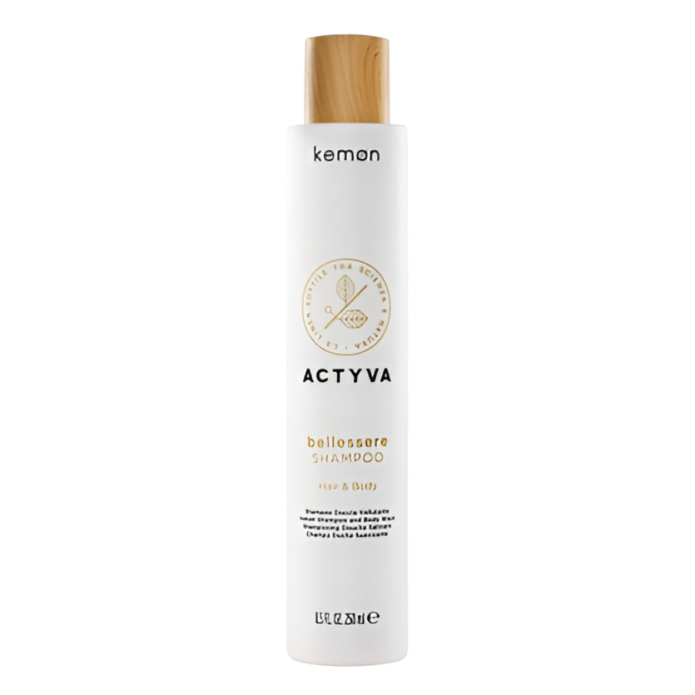 Kemon Actyva Bellessere Shampoo Body and Hair Shower mit Velvety Effect mit Argan and Linseed Öls 250 ml Duschgel Körperpflege