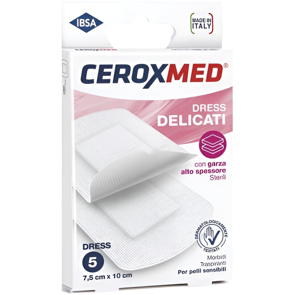 Ceroxmed Delicate Dressing Compresses 7.5x10cm - Pack of 5 Pflaster Gesundheit
