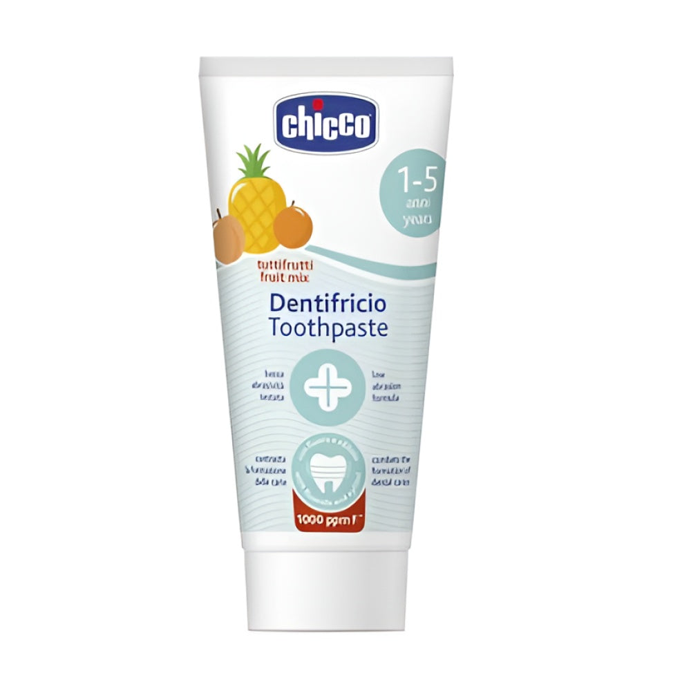 Chicco Zahnpasta mit Fluoride 1000ppm Multi-Fruit Flavor 50 ml Kinder-Zahnpflege Gesundheit