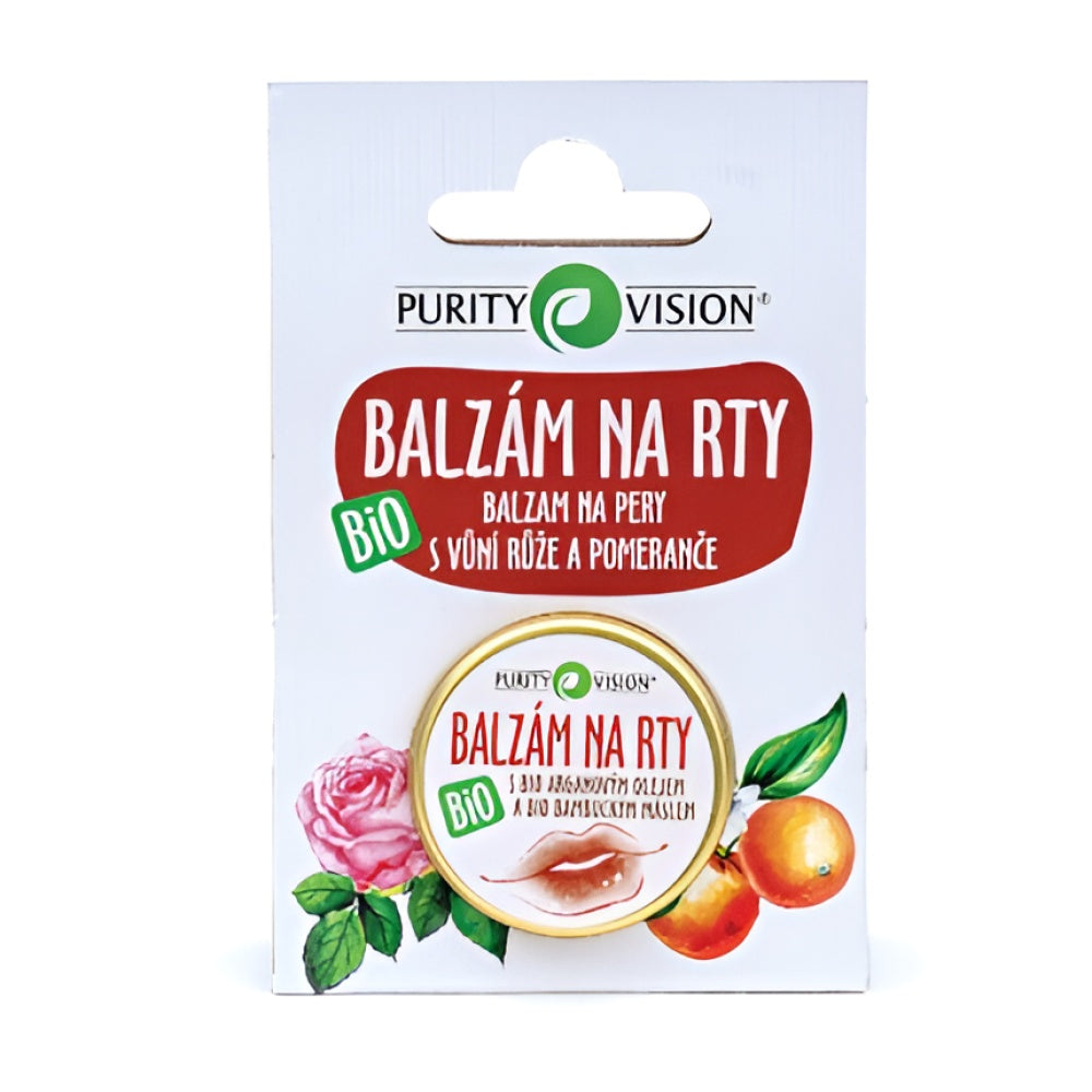 Purity Vision Caring Bio Lippenpflege mit The Aroma Of Rose And Orange 12 ml Lippenöl Gesichtspflege